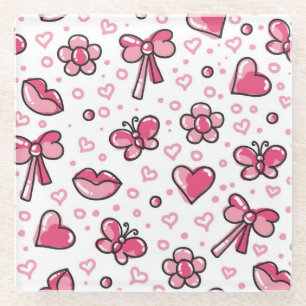 romantisches Muster Glasuntersetzer