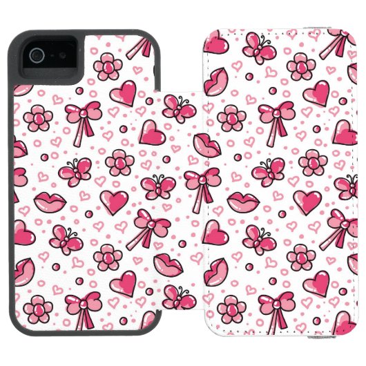 romantisches Muster Incipio iPhone Geldbeutel-Hülle (Folio Geöffnet)