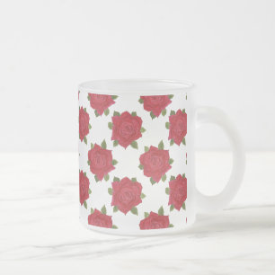 Romantisches Muster mit handgemalten roten Rosen a Mattglastasse