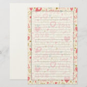 Romantisches Muster mit Herz und Lippen Briefpapier (Vorne/Hinten)