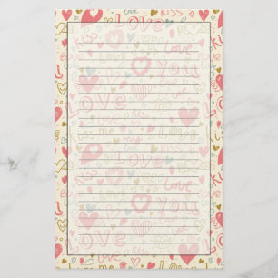 Romantisches Muster mit Herz und Lippen Briefpapier