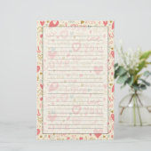 Romantisches Muster mit Herz und Lippen Briefpapier (Stehend Vorderseite)