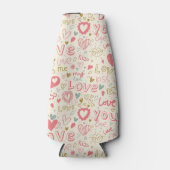 Romantisches Muster mit Herz und Lippen Flaschenkühler (Vorderseite)