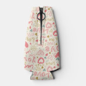 Romantisches Muster mit Herz und Lippen Flaschenkühler (Rückseite)