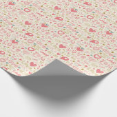 Romantisches Muster mit Herz und Lippen Geschenkpapier (Ecke)