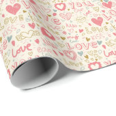 Romantisches Muster mit Herz und Lippen Geschenkpapier (Rolleneckpunkt)