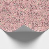 Romantisches Muster mit Herz und Vögeln Geschenkpapier (Ecke)