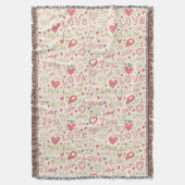 Romantisches Muster mit Herzen und den Lippen Decke (Vorderseite Vertikal)