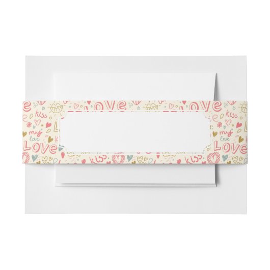 Romantisches Muster mit Herzen und den Lippen Einladungsbanderole (Vorderseite Beispiel)