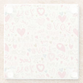 Romantisches Muster mit Herzen und den Lippen Glasuntersetzer (Rückseite)