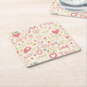 Romantisches Muster mit Herzen und den Lippen Rechteckiger Pappuntersetzer (angewinkelt)