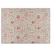 Romantisches Muster mit Herzen und den Lippen Schneidebrett (Vorderseite)