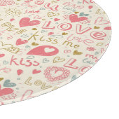 Romantisches Muster mit Herzen und den Lippen Schneidebrett (Ecke)