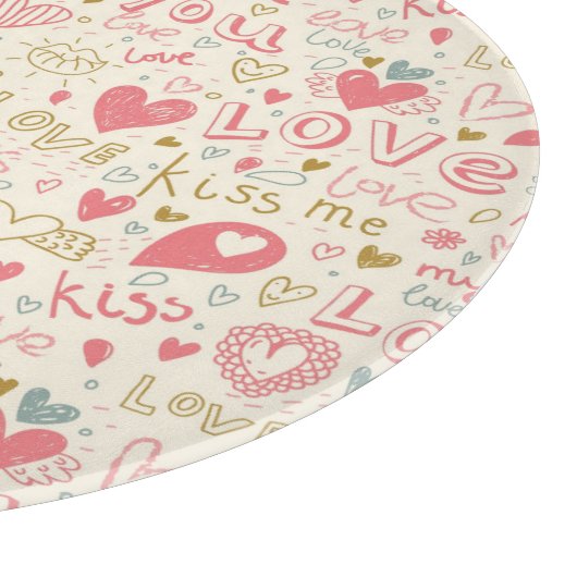 Romantisches Muster mit Herzen und den Lippen Schneidebrett (Ecke)