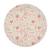 Romantisches Muster mit Herzen und den Lippen Schneidebrett (Vorderseite)