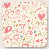Romantisches Muster mit Herzen und den Lippen Untersetzer (Vorderseite)
