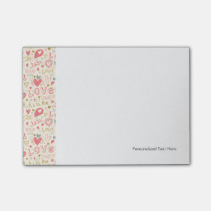 Romantisches Muster mit Herzen und Lippen Post-it Klebezettel