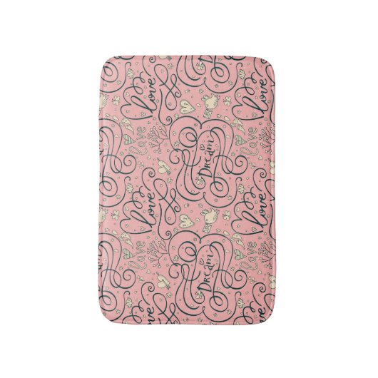 Romantisches Muster mit Herzen und Vögeln Badematte (Vorderseite Vertikal)