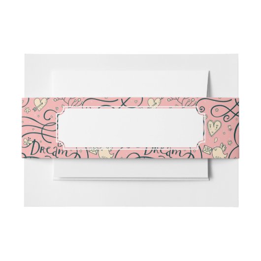 Romantisches Muster mit Herzen und Vögeln Einladungsbanderole (Vorderseite Beispiel)