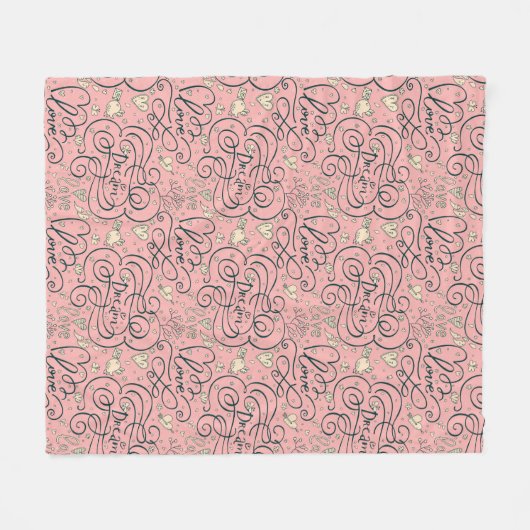 Romantisches Muster mit Herzen und Vögeln Fleecedecke (Vorderseite (Horizontal))