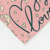 Romantisches Muster mit Herzen und Vögeln Fleecedecke (Ecke)