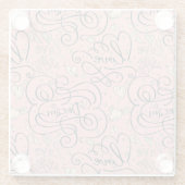 Romantisches Muster mit Herzen und Vögeln Glasuntersetzer (Rückseite)