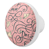 Romantisches Muster mit Herzen und Vögeln Keramikknauf (Rechts)