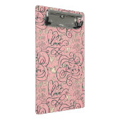 Romantisches Muster mit Herzen und Vögeln Mini Klemmbrett (Schrägansicht)