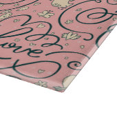 Romantisches Muster mit Herzen und Vögeln Schneidebrett (Ecke)