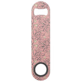 Romantisches Muster mit Herzen und Vögeln Speedflaschenöffner (Rückseite)