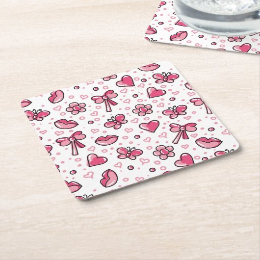 romantisches Muster Rechteckiger Pappuntersetzer (angewinkelt)