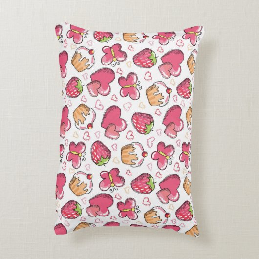 romantisches Nahrungsmittelmuster Dekokissen (Rückseite(Vertikal))