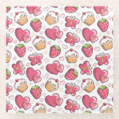 romantisches Nahrungsmittelmuster Glasuntersetzer (Vorderseite)