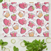 romantisches Nahrungsmittelmuster Handtuch (Gefaltet)