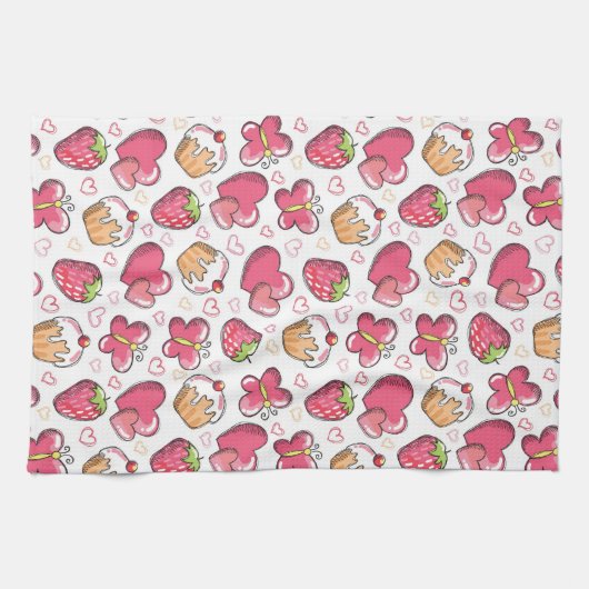 romantisches Nahrungsmittelmuster Handtuch (Horizontal)