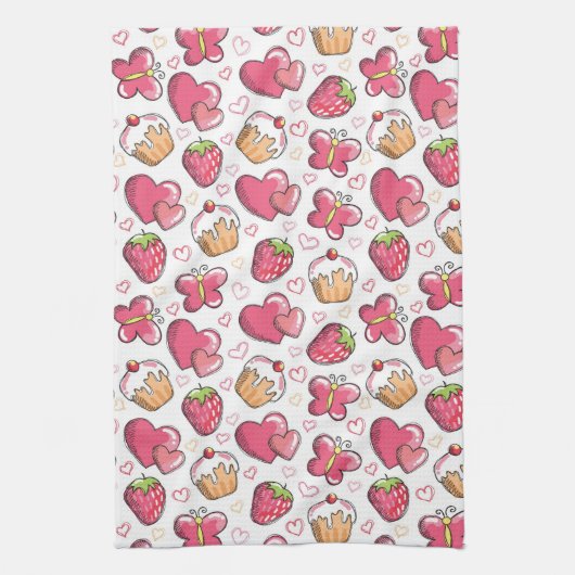 romantisches Nahrungsmittelmuster Handtuch (Vertikal)