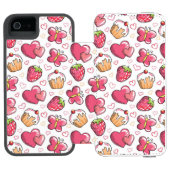 romantisches Nahrungsmittelmuster Incipio iPhone Geldbeutel-Hülle (Folio Geöffnet)
