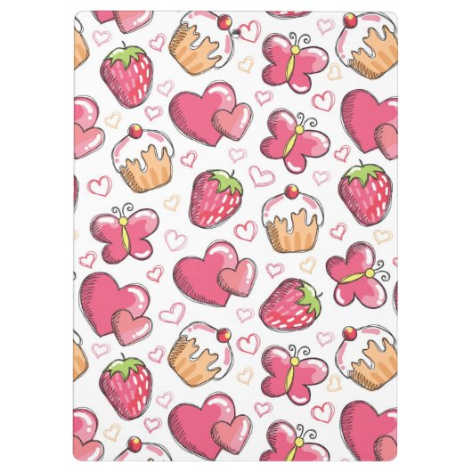 romantisches Nahrungsmittelmuster Klemmbrett (Rückseite)