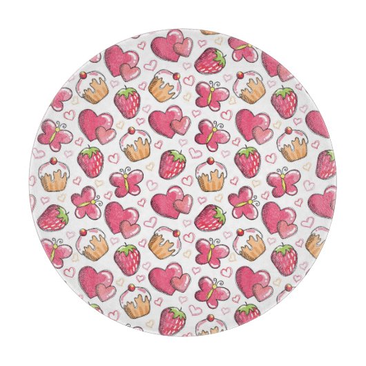 romantisches Nahrungsmittelmuster Schneidebrett (Vorderseite)