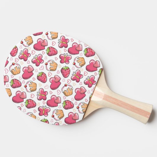 romantisches Nahrungsmittelmuster Tischtennis Schläger (Seitenansicht)