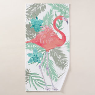 Romantisches nahtloses Muster mit Flamingo-Vogel u Badehandtuch