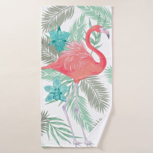 Romantisches nahtloses Muster mit Flamingo-Vogel u Badehandtuch (Badehandtuch)