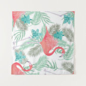 Romantisches nahtloses Muster mit Flamingo-Vogel u Wandteppich (Vorderseite (Horizontal))