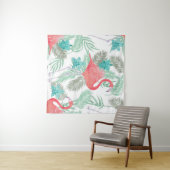 Romantisches nahtloses Muster mit Flamingo-Vogel u Wandteppich (Beispiel (Horizontal))