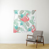 Romantisches nahtloses Muster mit Flamingo-Vogel u Wandteppich (Beispiel)
