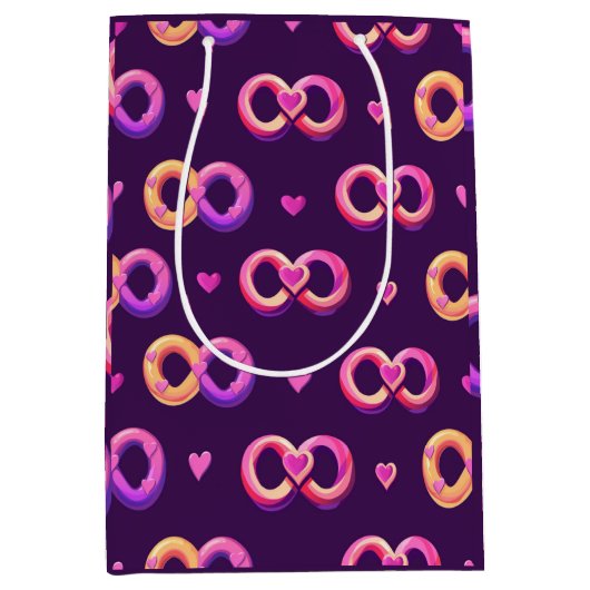 Romantisches nahtloses Muster mit Herz und Hochzei Mittlere Geschenktüte (Vorderseite)