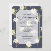 Romantisches Navy Blue Floral Brautparty Einladung (Vorderseite)