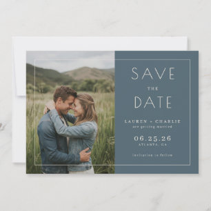 Romantisches Navy Minimalistisches Foto Save The Date