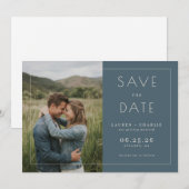 Romantisches Navy Minimalistisches Foto Save The Date (Vorne/Hinten)