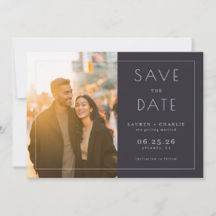 Romantisches Navy Minimalistisches Foto Save The Date